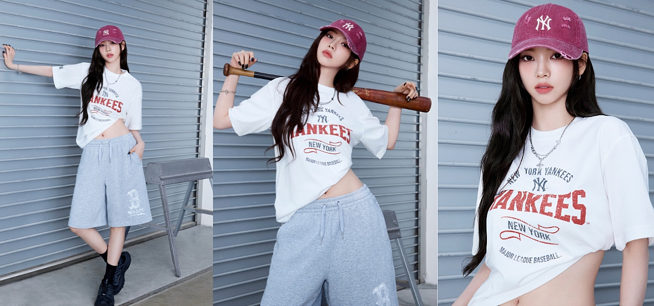 MLB korea■カリナ着用*GRAPHIC MEGA OVERSIZED TEE Aespa Karina PICK] MLB Varsity Vintage Washed Graphic Mega